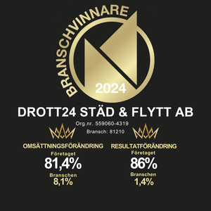 Drott24 Städ & Flytt AB utsedd till Branschvinnare 2024